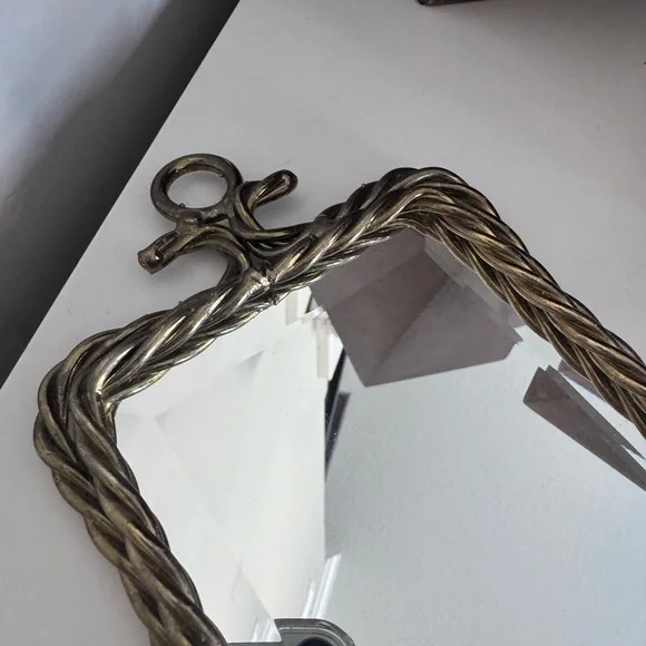 MCM brass mirror candle wall sconce - Picture 3 of 7